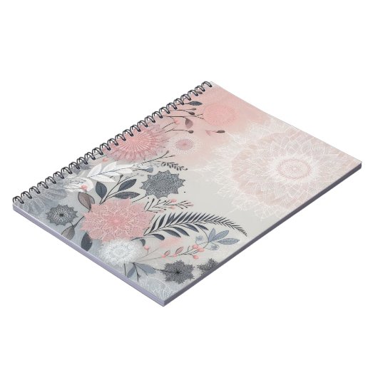 Modern Boho Pink Grey Notebook Notizblock (Linke Seite)