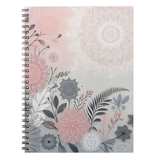Modern Boho Pink Grey Notebook Notizblock (Vorderseite)