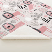 Modern Boho Pink Lions Rainbows Sherpa Blanket Sherpadecke (3/4)