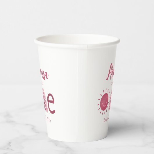 Modern Boho Pink Rainbow Sunshine Erstgeburt Pappbecher (Rechts)