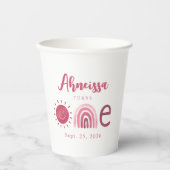 Modern Boho Pink Rainbow Sunshine Erstgeburt Pappbecher (Vorderseite)