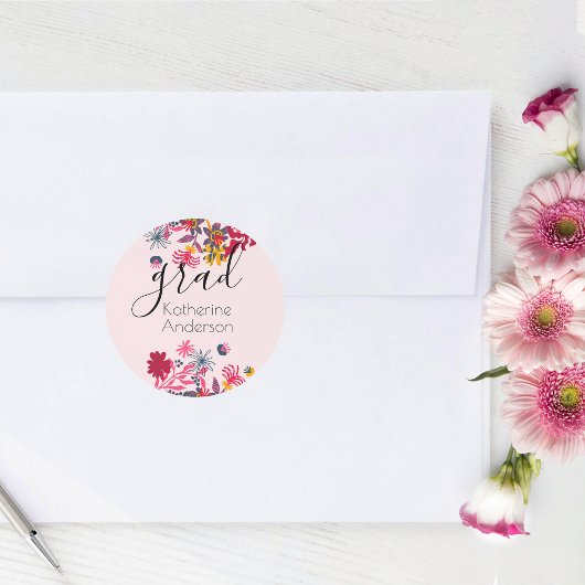 Modern Boho Pink Runder Aufkleber