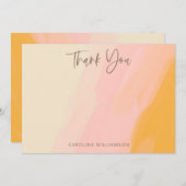 Modern Boho Pink Yellow Niedlich Script Baby Dusch Dankeskarte (Vorne/Hinten)