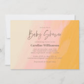 Modern Boho Pink Yellow Niedlich Script Baby Dusch Einladung (Vorderseite)