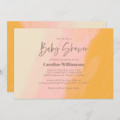 Modern Boho Pink Yellow Niedlich Script Baby Dusch Einladung (Vorne/Hinten)