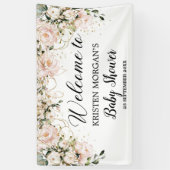 Modern Boho pinkfarbene Blätter aus geblümtem Gold Banner (Vertikal)