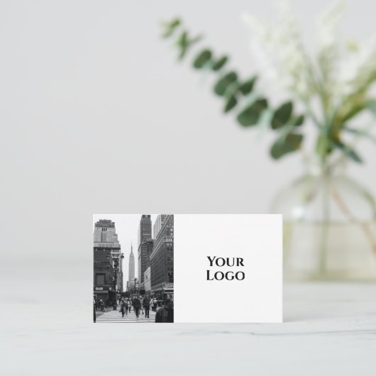 Modern Boho QR Code Black and White with photo Visitenkarte (Stehend Vorderseite)