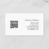 Modern Boho QR Code Black and White with photo Visitenkarte (Rückseite)