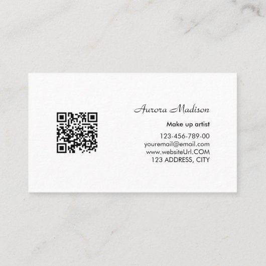 Modern Boho QR Code Black and White with photo Visitenkarte (Rückseite)