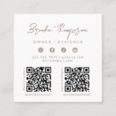 Modern Boho QR Code Business Card Quadratische Visitenkarte (Rückseite)