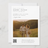 Modern Boho QR CODE Einfach 2 Foto Hochzeit Einladung (Rückseite)