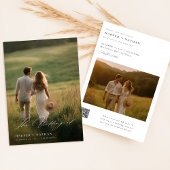 Modern Boho QR CODE Einfach 2 Foto Hochzeit Einladung