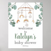 Modern Boho Rainbow Baby Dusche Begrüßungszeichen Poster (Vorne)