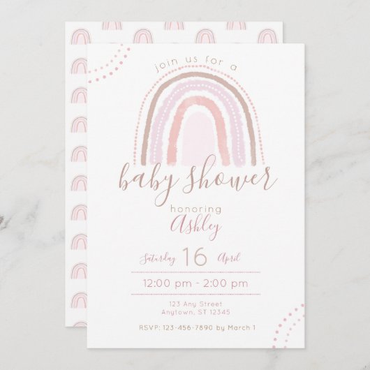 Modern Boho Rainbow Baby Dusche Sprinkle Einladung (Vorne/Hinten)