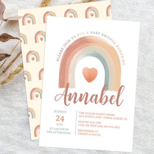 Modern Boho Rainbow Baby Shower Einladung - Wasser