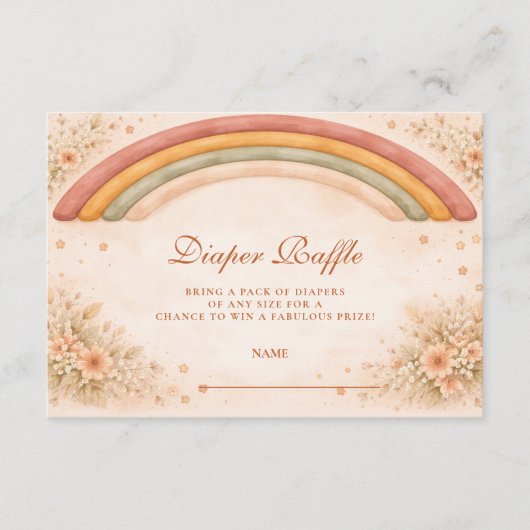Modern Boho Rainbow Diapper Raffle Begleitkarte (Vorderseite)
