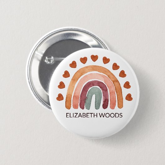 Modern Boho Rainbow & Herbst Name Button (Vorne & Hinten)