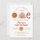 Modern Boho Rainbow Little Sunshine Erster Geburts Einladung (Vorderseite)