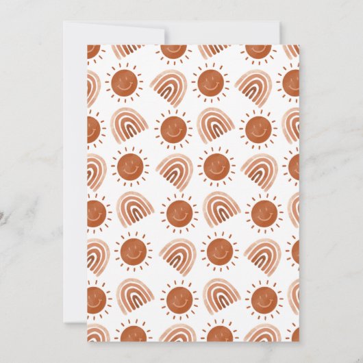 Modern Boho Rainbow Little Sunshine Erster Geburts Einladung (Rückseite)