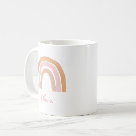 Modern Boho Rainbow Name Tasse (Vorderseite Links)