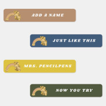 Modern Boho Rainbow Neutral Individuelle Name Labe