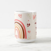 Modern Boho Rainbow Polka Dots Liebe und Harts Kaffeetasse (Mittel)