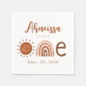 Modern Boho Rainbow Sunshine Erstgeburt Serviette (Vorderseite)