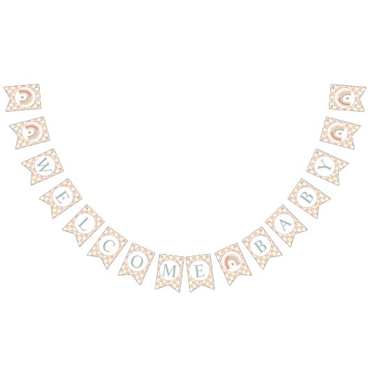 Modern Boho Rainbow Welcome Baby Bunting - Waterco Wimpelkette (Alle)