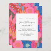 Modern Boho Red Floral 40th Birthday Party Einladung (Vorne/Hinten)