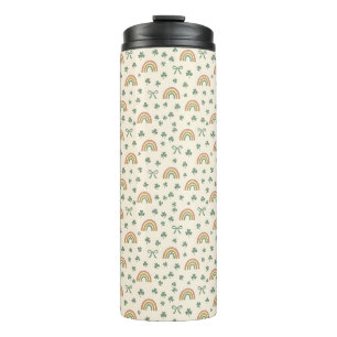 Modern Boho Regenbogen Coquette Schleifen Shamrock Thermosbecher
