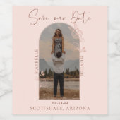 Modern Boho Rose Foto Arch Rosa Weinetikett (Einzelnes Label)