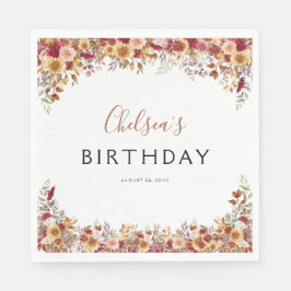Modern Boho Rustic Birthday Party Serviette