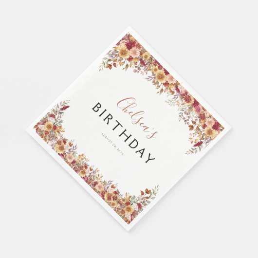 Modern Boho Rustic Birthday Party Serviette (Ecke)