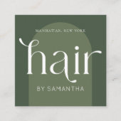 Modern Boho Sage Green Einzigartiger Friseur Styli Quadratische Visitenkarte (Vorderseite)