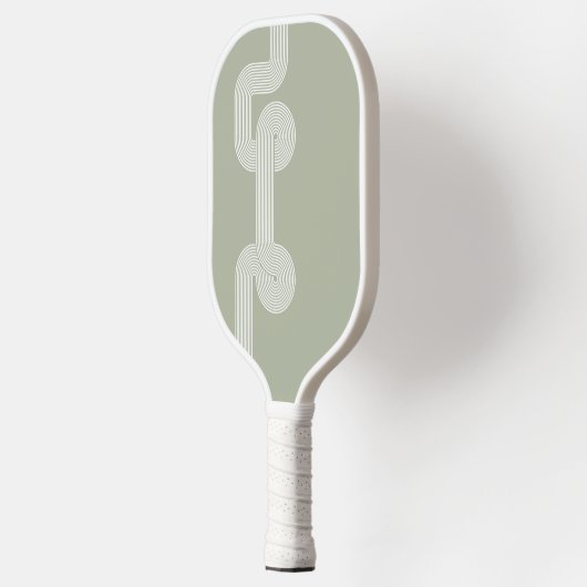 Modern Boho Sage Green Geometric Pickleball Schläger (Links)