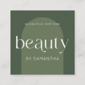 Modern Boho Sage Green Lash Brows Beautician Quadratische Visitenkarte (Vorderseite)