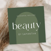 Modern Boho Sage Green Lash Brows Beautician Quadratische Visitenkarte