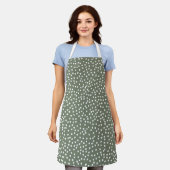 Modern Boho sage green Polka Dot Schürze (Getragen)