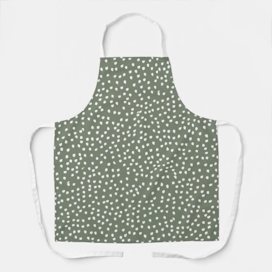 Modern Boho sage green Polka Dot Schürze (Vorderseite)
