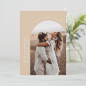 Modern Boho Save the Date | Foto Minimalistisch Ca Einladung (Stehend Vorderseite)