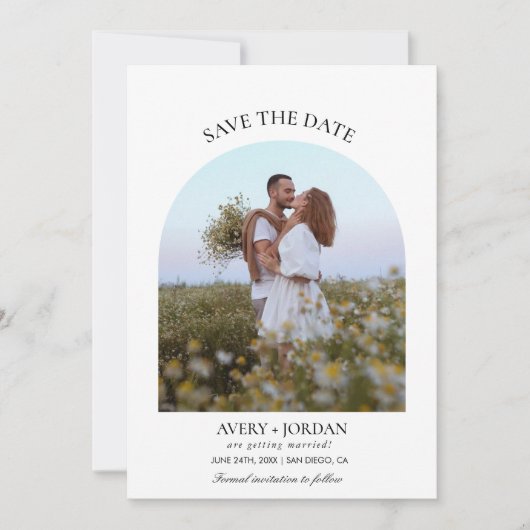 Modern Boho Save the Date | Foto Minimalistisch Einladung (Vorderseite)