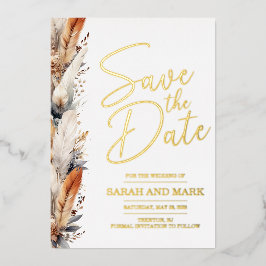 Modern Boho Save the Date mit Foto Back | Real Folieneinladung