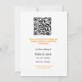 Modern boho Save the Date QR-Namensdatum orange hi (Rückseite)