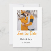 Modern boho Save the Date QR-Namensdatum orange hi (Vorderseite)