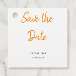 Modern boho Save the Date QR-Namensdatum orange hi Geschenkanhänger