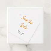 Modern boho Save the Date QR-Namensdatum orange hi Geschenkanhänger (Beispiel)