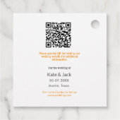 Modern boho Save the Date QR-Namensdatum orange hi Geschenkanhänger (Rückseite)