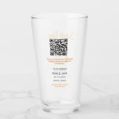 Modern boho Save the Date QR-Namensdatum orange hi Glas (Rückseite)