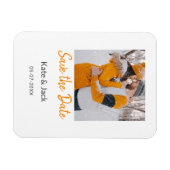 Modern boho Save the Date QR-Namensdatum orange hi Magnet (Horizontal)