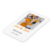 Modern boho Save the Date QR-Namensdatum orange hi Magnet (Linke Seite)